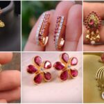 Ruby Flower Charm Drop Stud Earring Designs