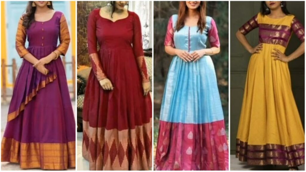 Anarkali Dress Designs made from Silk Sarees