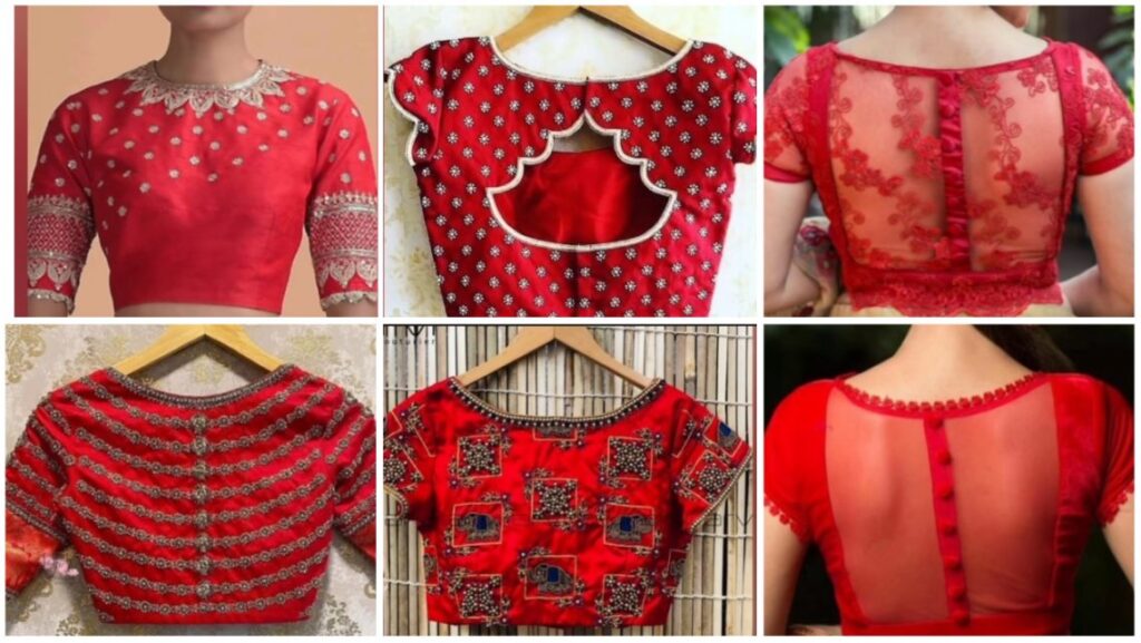 15 Stunning Collection of Red Blouse Designs