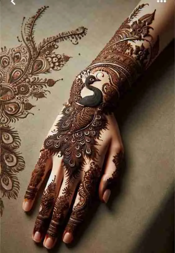 Peacock mehndi for hands