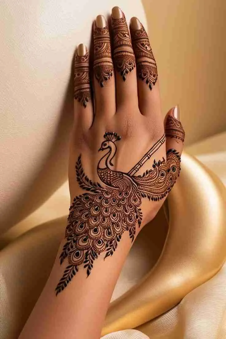 Peacock mehndi for hands