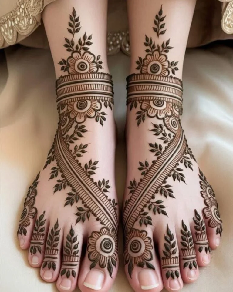 simple foot mehndi designs for elegant look