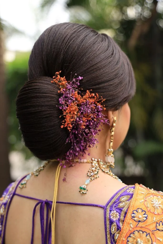 pearl bun hairstyle for brides