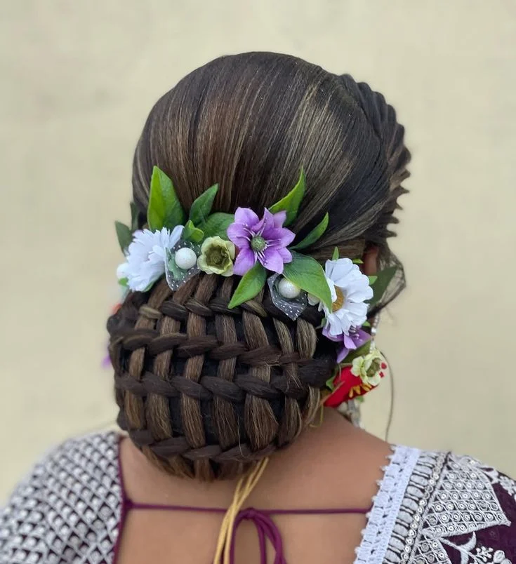 pearl bun hairstyle for brides