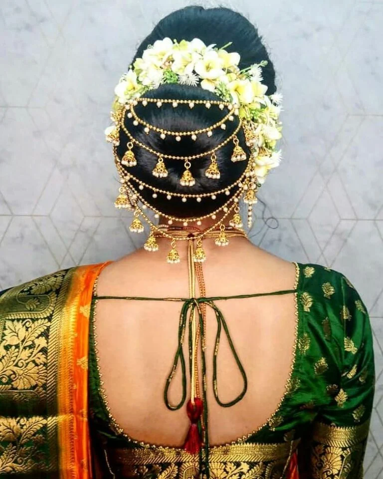 pearl bun hairstyle for brides