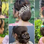 pearl bun hairstyle for brides