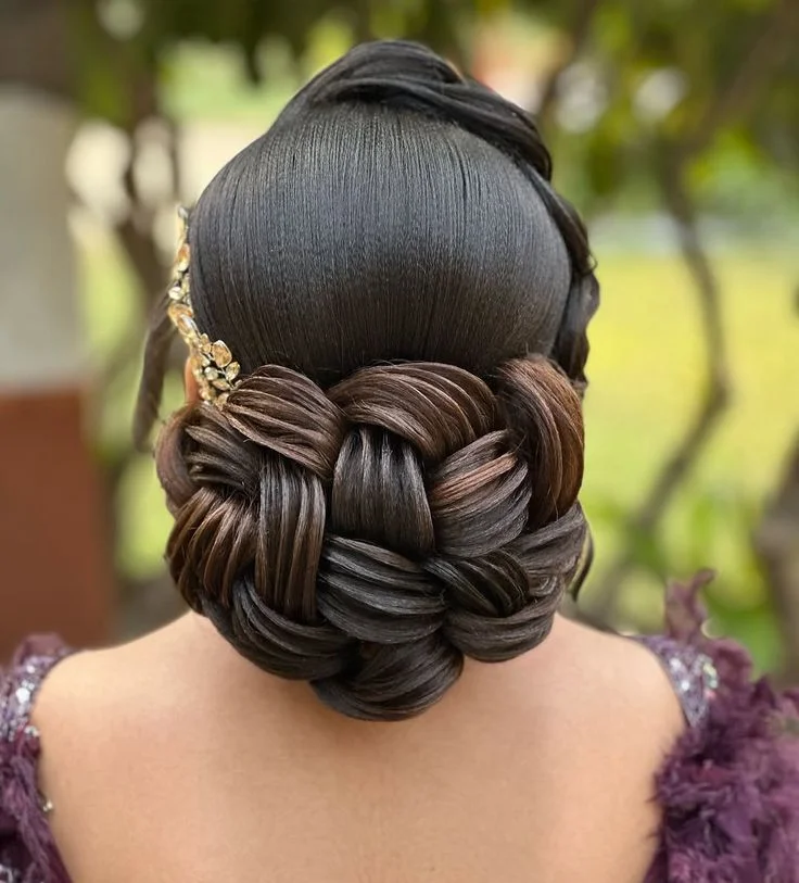 pearl bun hairstyle for brides