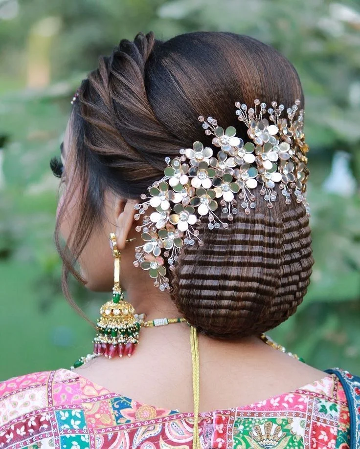 pearl bun hairstyle for brides