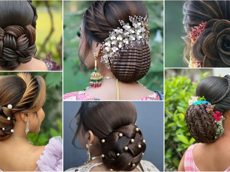pearl bun hairstyle for brides