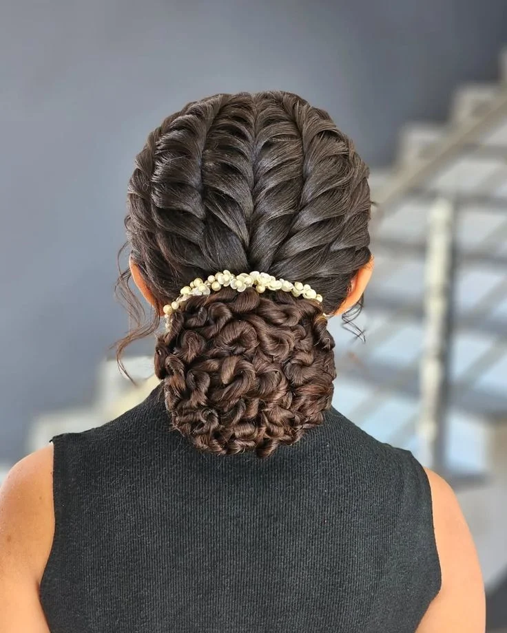 pearl bun hairstyle for brides