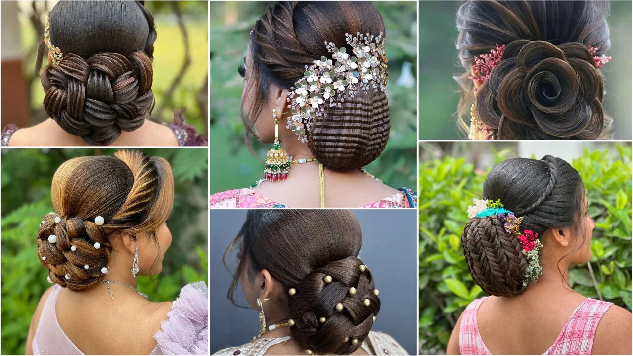 pearl bun hairstyle for brides
