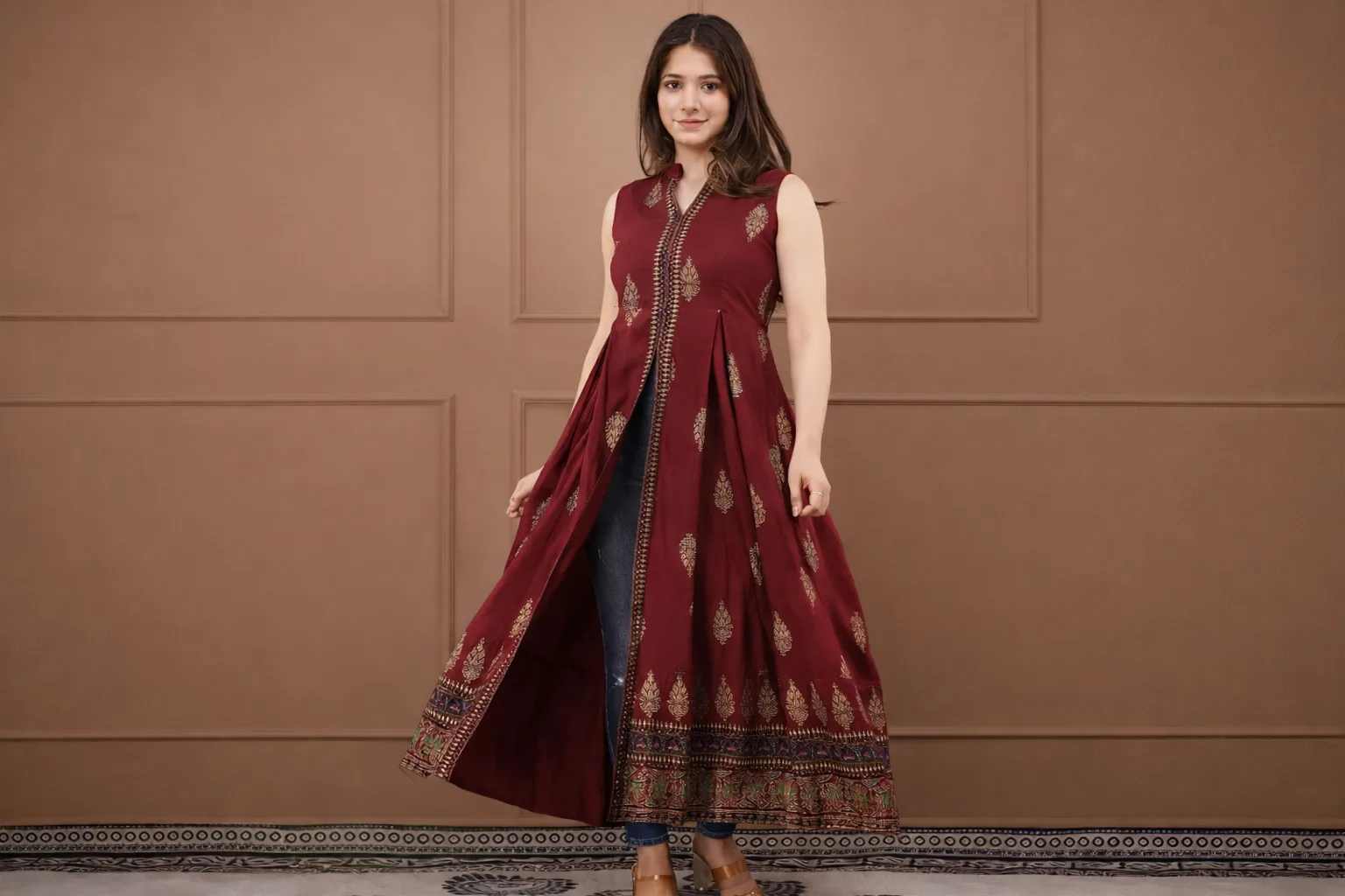 Printed Anarkali Front Slit Kurta for Women