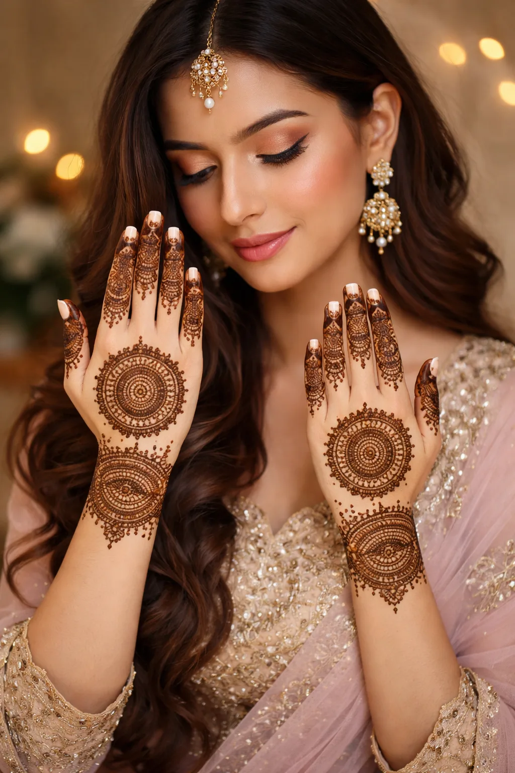 Round Mehndi Designs or Tikki Style