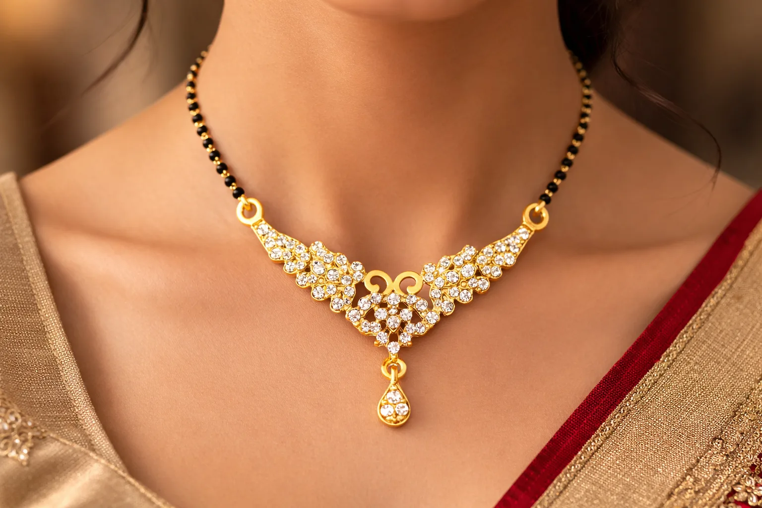 WHP JEWELLERS Rajrani Yellow Gold Mangalsutra Pendant for Women