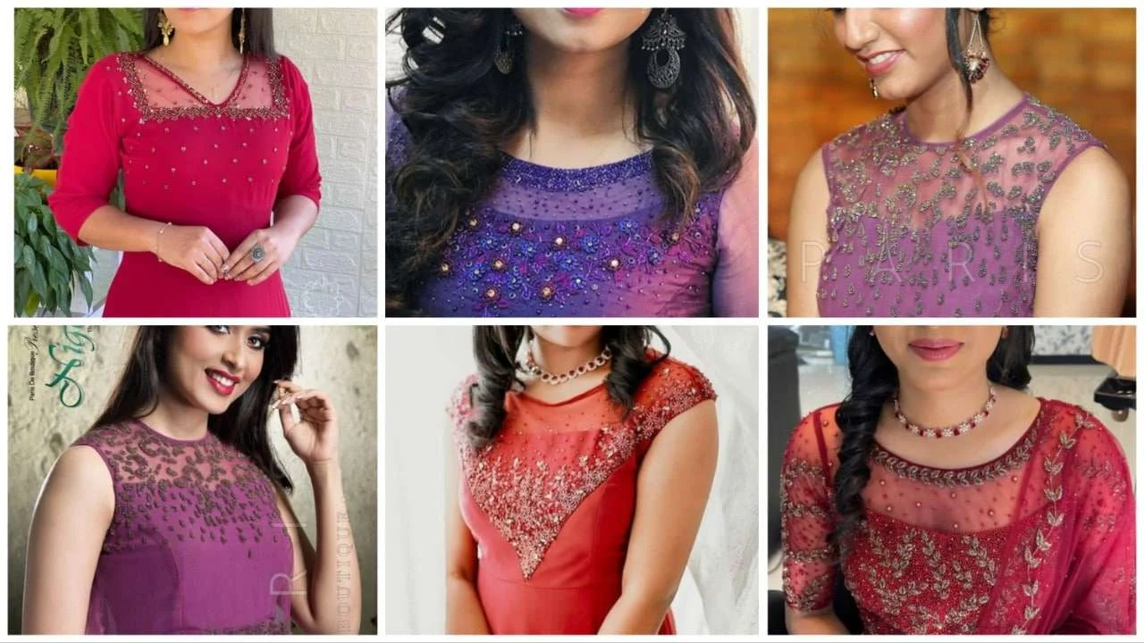 Kurti Net Fabric Neck Designs