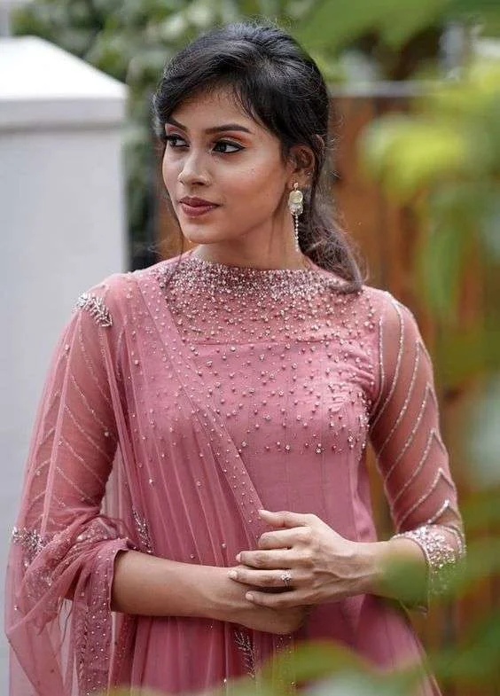 Kurti Net Fabric Neck Designs