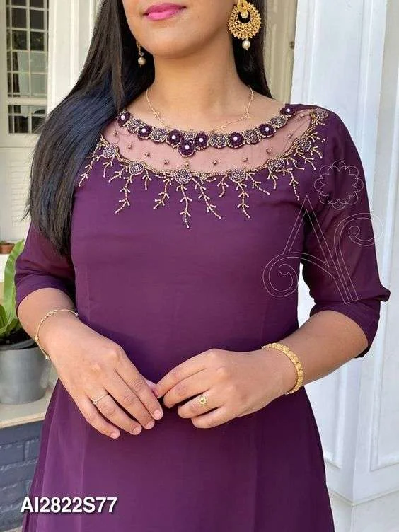 Kurti Net Fabric Neck Designs