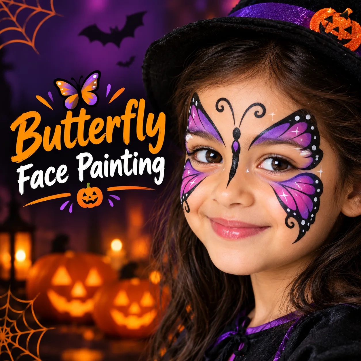 Butterfly Face Painting with a Halloween Twist
